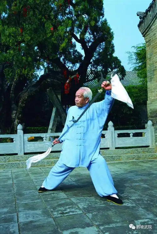 Liang Yiquan demonstrating paired hook-swords