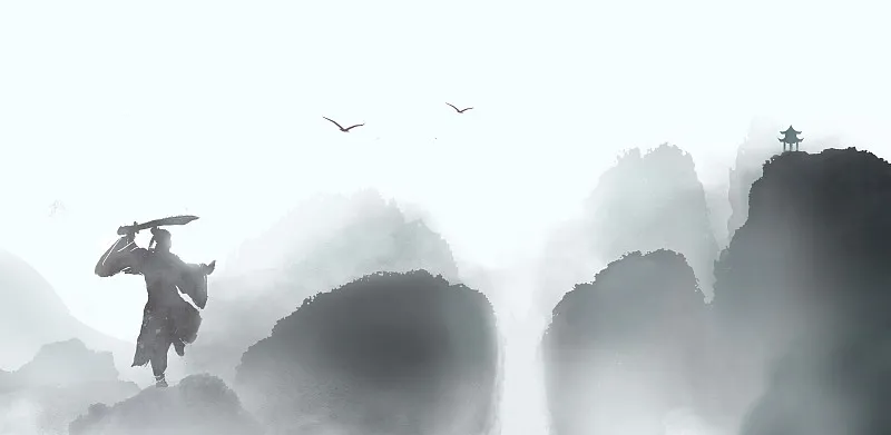 Chinese-style illustration of martial arts practice
