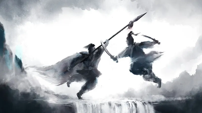 Chinese-style illustration of martial arts practice